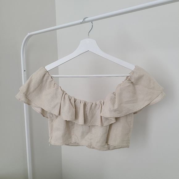 ZARA Linen&Cotton Off-shoulder Crop Top - Picture 6 of 6